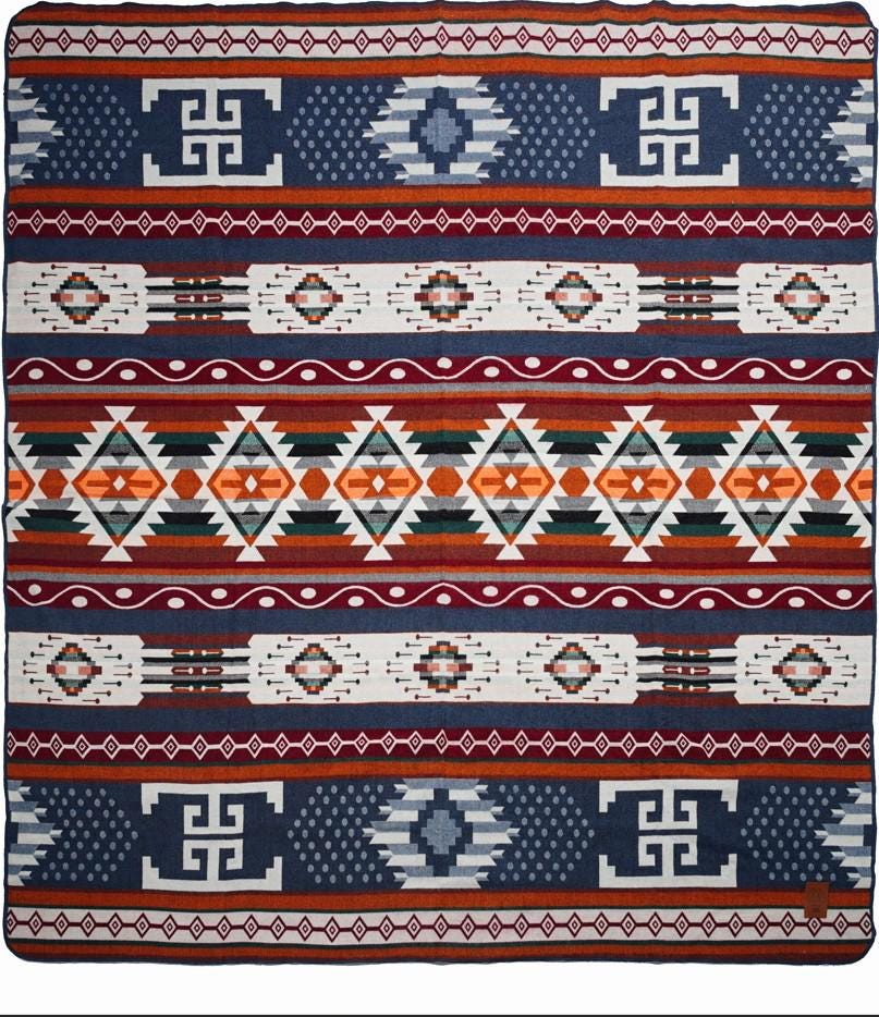 Double-Sided Blanket | Throw Blanket | Geometrical Pattern / Southwest Artisan Style
