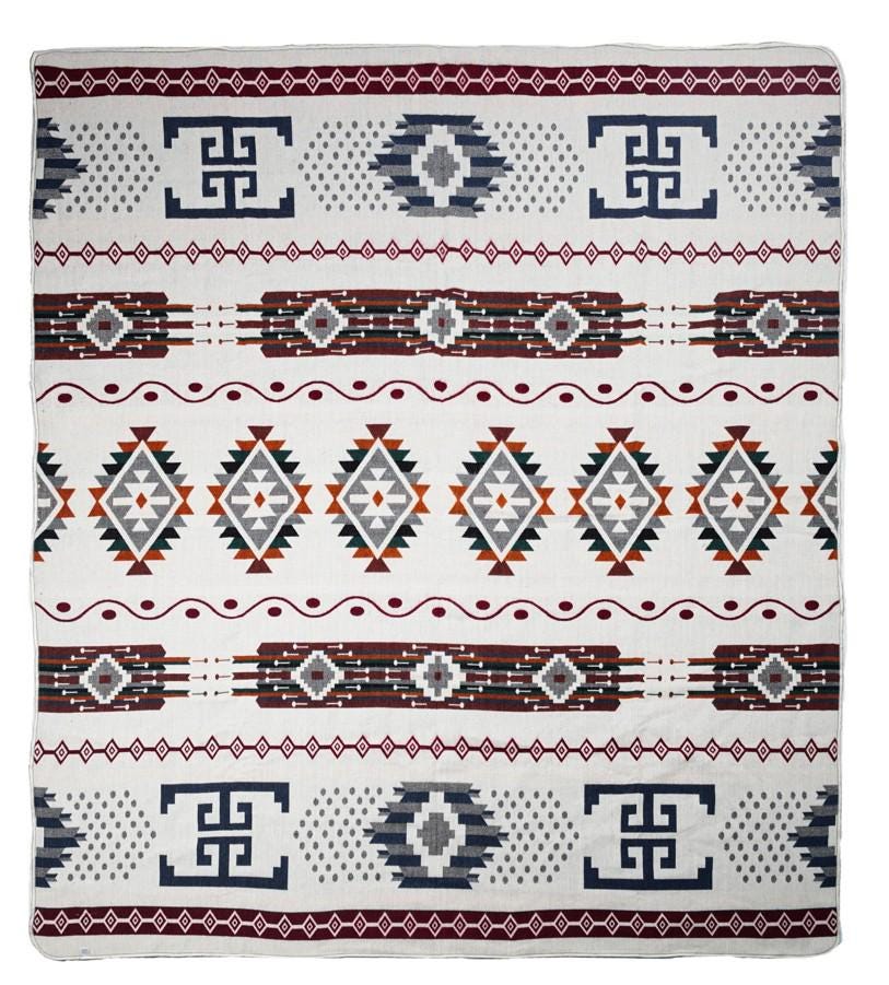 Double-Sided Blanket | Throw Blanket | Geometrical Pattern / Southwest Artisan Style