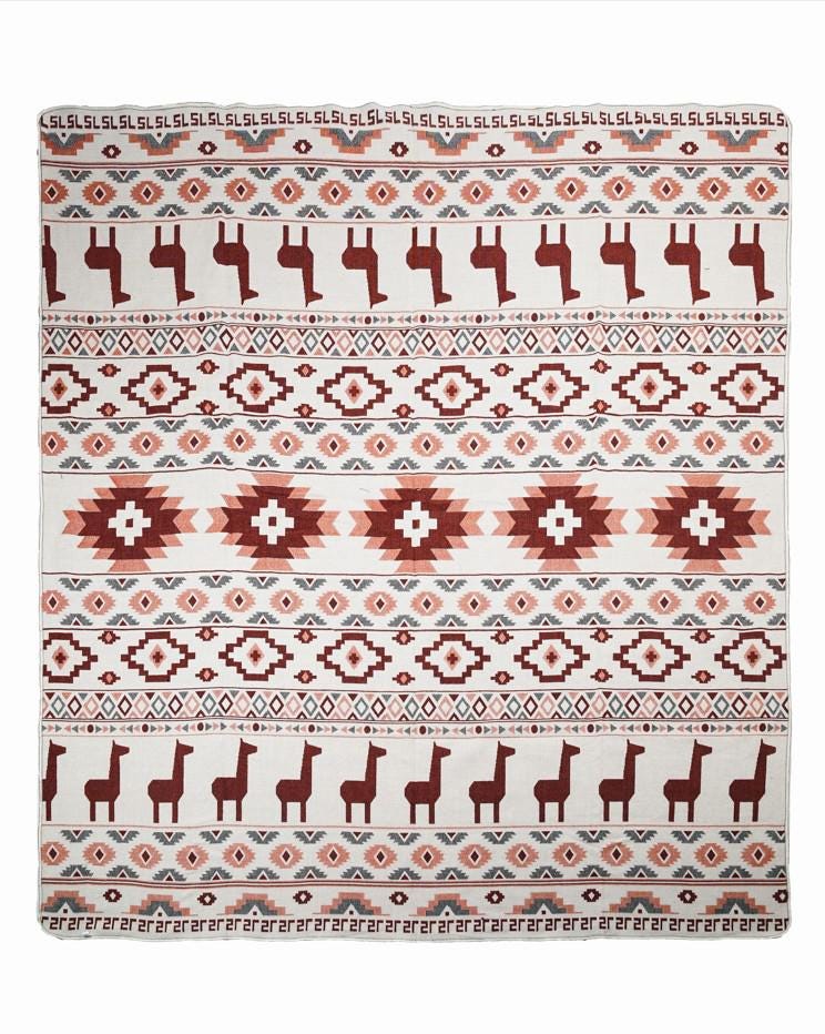 Double-Sided Blanket | Throw Blanket | Geometrical Pattern / Southwest Artisan Style